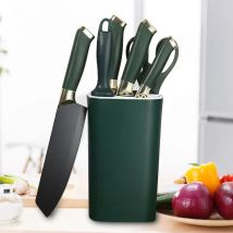 7-teiliges Set mit Messerhalter, Messerschärfstab, Schere, Hühnermesser, Hackmesser, Fleisch, Gemüse, Obst, Koch, Küchenmesser-Set