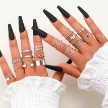 Vintage Perle Silber Farbe Schmetterlings ringe Set für Frauen Mädchen Mode verstellbaren Herzring neue Schmuck trend ige Geschenk party