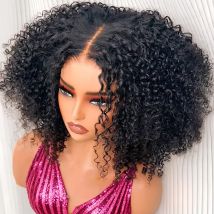 Deep Wave Water 100 % Echthaar-Perücken, Wear And Go, 13 x 4 leimlose Lace-Front-Perücke, verworrene lockige kurze Bob-HD-Frontal-Perücken für Frauen
