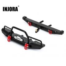INJORA Metall-Stoßstange vorne und hinten mit LED-Leuchten für 1/10 RC Crawler Axial SCX10 & SCX10 II 90046 90047 Upgrade-Teile