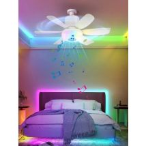 RGB Color Changing E27 Ceiling Fans with Remote Bluetooth Music Timing 32W Ceiling Fan Led Light for Bedroom Kitchen Lighting