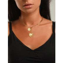 Sun Heart Charms Necklace 18K Gold Plated Zircon Love Letter Necklace Chunky Paperclip Choker Birthday Gifts For Women Girls