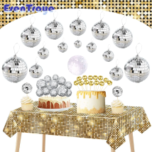 70er 80er 90er Disco Geburtstag Party Dekor Pailletten Tischdecke Spiegel Reflektierende Kugel Kuchen Topper Hochzeit Spiegelkugel Hängende Verzierung