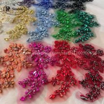 Handgenähte Strassblume für Hochzeitskleid, Strassmäntel, verspiegelte Schultern, DIY-Patch, Glasbohrer, funkelnde Blumen