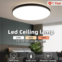 Lámpara de techo moderna redonda 50W 40W 30W 18W luz de techo Led superbrillante para sala de estar dormitorio baño blanco frío blanco cálido
