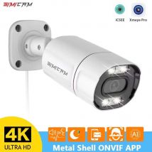 Telecamera di sicurezza PoE 4K IP Onvif Audio bidirezionale 48V PoE/DC 12V Visione notturna a colori Proiettile in metallo 4MP/5MP/8MP Video sorveglianza per NVR