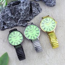 Orologio da donna alla moda Orologio luminoso con cinturino elastico per anziani Orologio semplice al quarzo con numeri arabi e quadrante grande