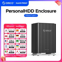 ORICO HDD Docking Station 2Bay 5Bay Tipo-C Archiviazione personale Alimentatore 12V 4A Design silenzioso Forte dissipazione del calore 3,5"