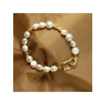 YWYC 8-9mm Baroque Natural Freshwater Pearl Bracelets Geometric Pattern Buckle Women's Hand Bracelet Jewelry Gift Wholesale