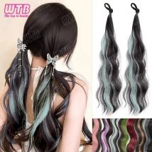 2PC Synthetic Wig Ponytail Highlight hair Long Wavy Ponytail Hair With High Elasticity Rubber Band Heat Resistant Hairpiece