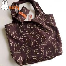 Borsa per la spesa Miffy Kawaii Cartoon Simpatico coniglio Borsa per la spesa portatile pieghevole ad alta capacità Borsa a tracolla regalo per ragazza