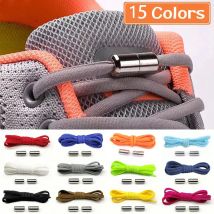 4 Pezzi/1 Paio di Lacci Elastici Senza Nodi da 100 cm con Chiusura in Metallo per Sneakers di Bambini e Adulti, Lacci Rapidi a Semicerchio