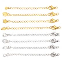 10 Stück Edelstahl-Verlängerung, verlängerte Schwanzketten mit Karabinerverschlüssen für Armband, Halskette, DIY-Schmuckherstellungszubehör
