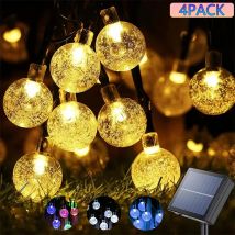1/2/4PCS Luci a stringa solare per esterni 60 luci a globo di cristallo a LED con 8 modalità Luce da patio ad energia solare impermeabile per giardino