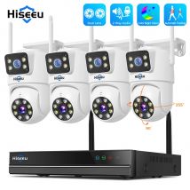 Hiseeu 6MP Dual Lens WiFi Smart PTZ Sistema di sorveglianza con telecamera IP con visione notturna IR P2P Monitoraggio automatico Sistema CCTV NVR 16CH