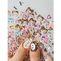 1pc 5D Hello Kitty Cap Nail Art Sticker Kawaii Embossed Jelly Leopard Kitty Cat Big Thumb Nail Decals Japanese KT Nail Supplies