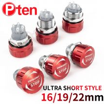 16 16 22 mm ultrakurzer Metall-Not-Aus-Schalter, wasserdichter Pilzkopf, Rotations-Reset, rutschfest, mit Lichtern