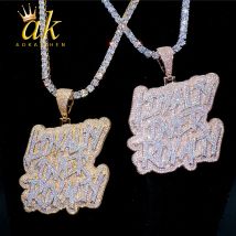 Aokaishen Neue Iced Out Bling CZ Loyalty Over Royalty Anhänger Halskette Zirkonia Zwei Ton Farbe Charme Frauen HipHop Schmuck