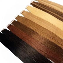 Tape In Glatte Echthaarverlängerungen, brasilianisches Haar, selbstklebende Extensions, Hautschuss, Schwarz, Braun, 100 % echtes Echthaar für Frauen