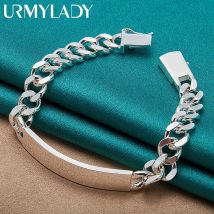 Abalorio de Plata de Ley 925 con diseño noble y bonito, cadena para hombre de 10MM, joyería, pulsera geométrica de moda, precio de fábrica