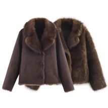 Chaquetas de Piel Sintética de Moda Urbana para Mujer, Invierno 2026, Mangas Largas, Doble Faz, Gruesas, Cálidas, Nuevas, Casuales