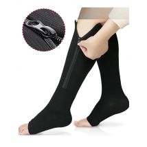 Compression Zip Sox Socks Stretchy Leg Support Zipper Medical Socks & Open Toe Zipper Stocking for Varicose Veins Edema Swollen