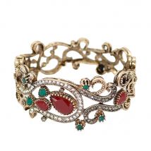 Sunspicems Vintage Türkische Blume Armreif Böhmen Frauen Armband Antik Gold Farbe Harz Braut Armband Hochzeit Schmuck Geschenk