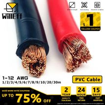 Cable eléctrico de PVC de 100m, Cable de cobre blando para alimentación led, cableado de puente de batería de coche 1AWG 2AWG 4AWG 6AWG 8AWG 10AWG 12AWG 14AWG