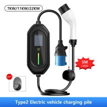 Caricatore EV portatile 3.5 - 22KW Type2 Stazione di ricarica domestica per veicoli elettrici con controllo APP con display LCD per BMW Bens Tesla BYD