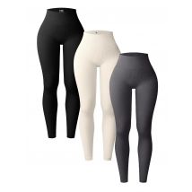Gerippte Yoga-Hose für Frauen, hohe Taille, Fitnessstudio, Sport-Leggings, nahtlose weibliche Fitness-Leggings, Bauchkontrolle, Trainingsstrumpfhose, gerippt