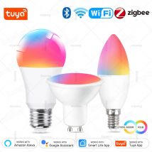 Tuya E27 E14 GU10 Lampadina WiFi/Zigbee/Bluetooth, Lampada LED a luce dimmerabile 2700-6500K RGB, Lampadina LED intelligente Funziona con Alexa Amazon