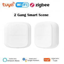 Tuya-interruptor inteligente WiFi/Zigbee, interruptor de botón pulsador, 2 entradas, 4 escenas, control remoto inalámbrico para hogar inteligente, interruptor de escenario de automatización