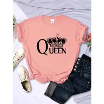 Königin Große Krone Gedruckt Frauen T Shirts Atmungsaktive Sommer Kurzarm Straße Hip Hop T Kleidung Oansatz Casual Weibliche Tops