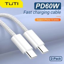 TUTI USB C to USB C New AirPods 4 Charging Cable,for iPhone15/16,15/16 Pro Max,15/16 Plus,iPad  Gen Braided Charger Power Cord