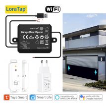 LoraTap Tuya Smart Life AC DC Garagentor Drahtloser Sensoröffner Controller USB-Ladegerät Fernbedienung von Google Home Alexa