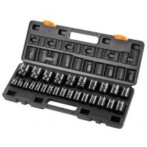SucceBuy 1/2In 26Piece Set di bussole a percussione Prese a impatto Presa poco profonda Prese a 6 punti Set di bussole di azionamento da 1/2 pollici Impatto metrico
