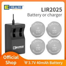 EEMB 4PCS LIR2025 3.7V button battery, optional with charger rechargeable button battery 40mAh