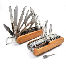 Multitool mit Massivholzgriff, 17-in-1-Klappmesser, EDC-Taschen-Schweizer Messer, tragbares Mehrzweck-Notfallkombinationswerkzeug-Set