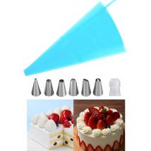 8Pcs/Set Silicone Kitchen Accessories Icing Piping Cream Pastry Bag + 6 Stainless Steel Nozzle Set DIY Cake Decorating Tips Set