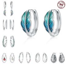 Heißer Verkauf 925 Sterling Silber Doppel Creolen zirkon Fit Original Charms Diy Edlen Schmuck Geschenk Für Frauen Machen Zubehör