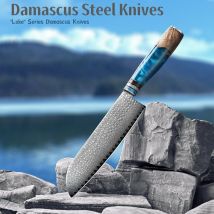 Coltello Santoku Coltello Damasco Vg-10 Lama affilata in acciaio Coltelli da cucina professionali giapponesi Coltelli da cucina e accessori da 7,0 pollici