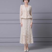 Seifrmann Autumn Dress 2025 New Set Long Lace Skirt Waist Jacket