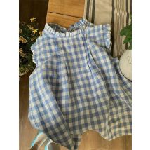 MEXZT Kawaii Plaid Shirts Women Japanese Preppy Cute Ruffles Patchwork Blouses Summer Korean Fashion Flying Sleeve Casual Tops