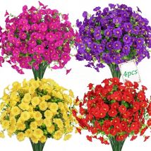 4PCS Artificial Morning Glory Flowers Outdoor Decoration UV Resistant Shrub Plants for Porch Farmhouse Garden Home Yard  Decor