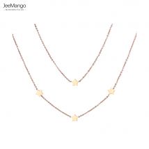 JeeMango Trendy Edelstahl Doppel Schichten Sterne Choker Halsketten Für Frauen Mädchen Collier Femme Acier Inoxydable JN18280