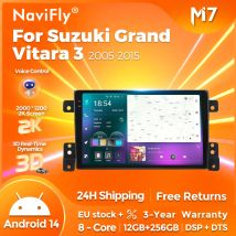 Navifly 2DIN Android 14 Per Suzuki Grand Vitara 3 2005-2010 2011-2015 Auto Stereo Radio Senza Fili Carplay Android ATUO WiFi DSP BT