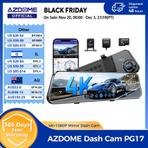AZDOME PG17 12 "WiFi Mirror Dash Cam 4K Anteriore e 1080P Telecamera per specchietto retrovisore per auto Doppia fotocamera Telecamera di backup impermeabile