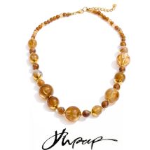Yhpup New Arrivals Simulated Pearls Resin Acrylic Round Beads Chain Handmade Necklace Stainless Steel Trendy Jewelry Waterproof