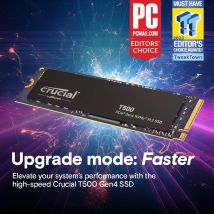 SSD da gioco interno Crucial T500 da 500 GB 1 TB Gen4 NVMe M.2, fino a 7300 MB/s, laptop e desktop, NUOVO e originale (pacchetto OEM)