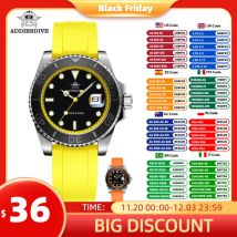 Reloj ADDIESDIVE con bisel giratorio para hombre, reloj de cuarzo de 41mm, costura inoxidable BGW9, correa de goma luminosa, reloj de buceo de 200m para hombre, nuevo